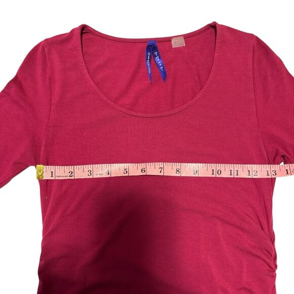 Seraphine Burgundy Maternity 1/2 Sleeve Shift Dress - Picture 6 of 8